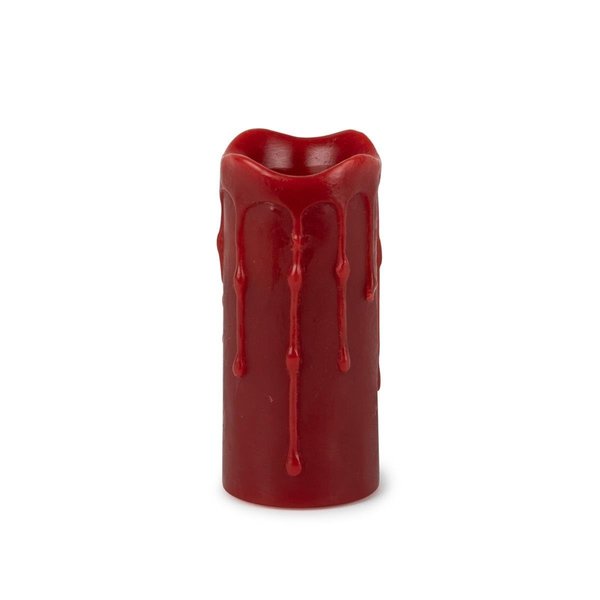 Melrose International Melrose International 82659 4 x 1.75 in. Wax & Plastic LED Wax Dripping Pillar Candle with Remote & 4 & 8 Hour Timer; Red - Set of 2 82659